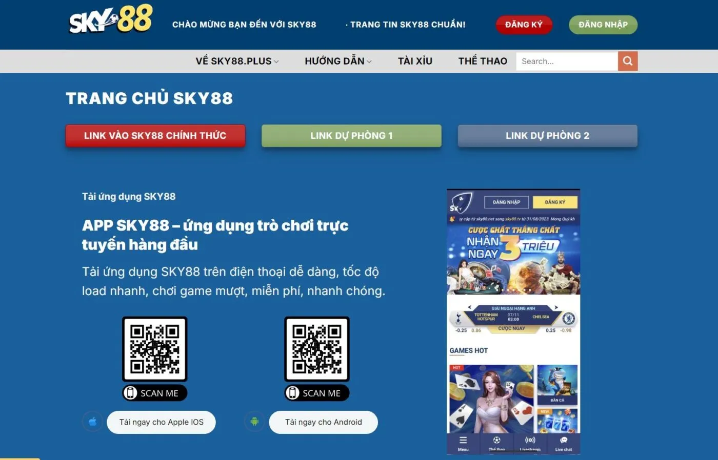 Hướng dẫn tải app SKY88 về thiết bị điện thoại
